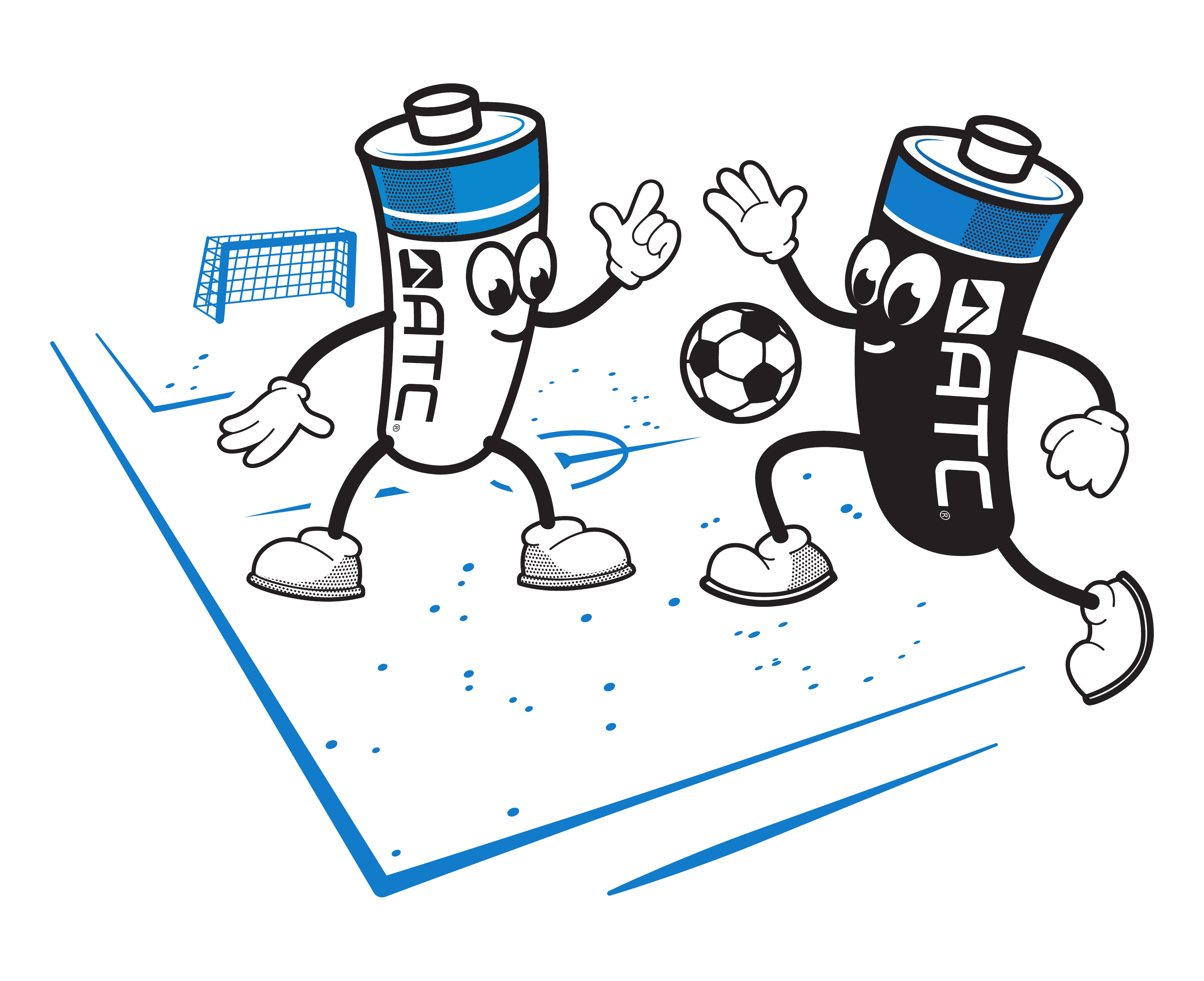 ATC baterije igraju fudbal — ilustracija